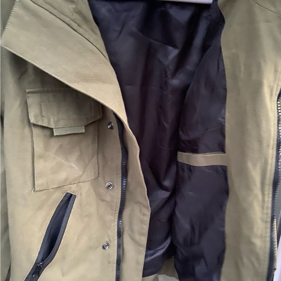 UNM Canvas Utility Jacket Size Large Full Zip+Snap Multi-Pocketed Tan - Picture 9 of 16